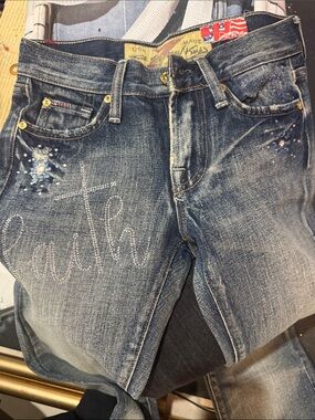 7 For All Mankind Women's Skinny Jeans - Washed Blue Denim custom faith jeans